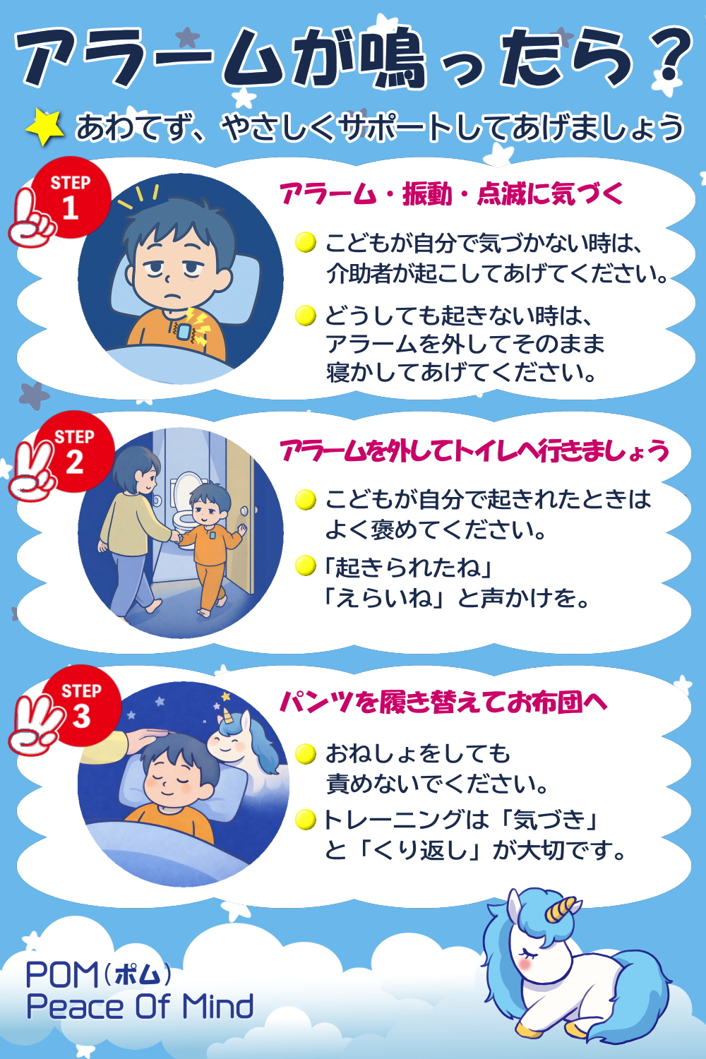 アラームが鳴ったら?あわてず、やさしくサポートしましょう